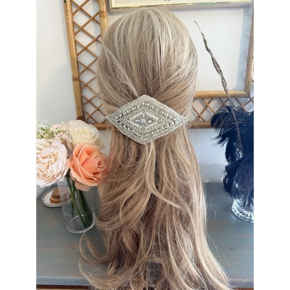 Art Deco Bridal Hair Comb‎ Crystal Pearl Beaded Wedding Headpiece Vintage 5.5